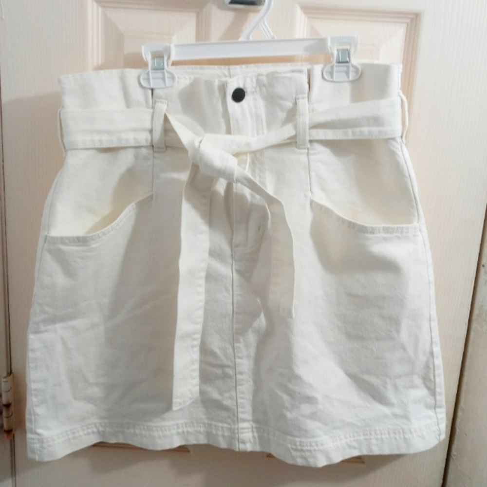 Universal Thread White Paper Bag Midi Jeans Skirt Size 10